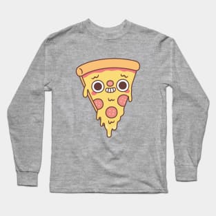 Funny Pizza With Smirk Smile Long Sleeve T-Shirt